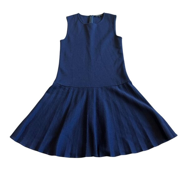 Theory Sleeveless Navy Wool Blend Fit N Flare Dress Skater Mini Size 0 Women's - Picture 1 of 11